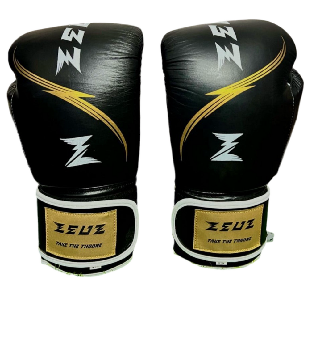Zeuz Striker Boxing Gloves - Black/Gold